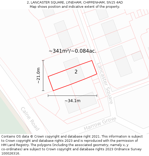 2, LANCASTER SQUARE, LYNEHAM, CHIPPENHAM, SN15 4AD: Plot and title map