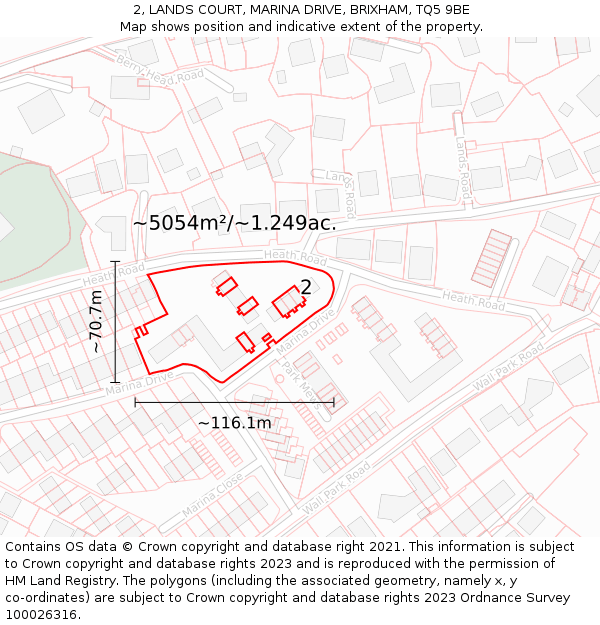 2, LANDS COURT, MARINA DRIVE, BRIXHAM, TQ5 9BE: Plot and title map