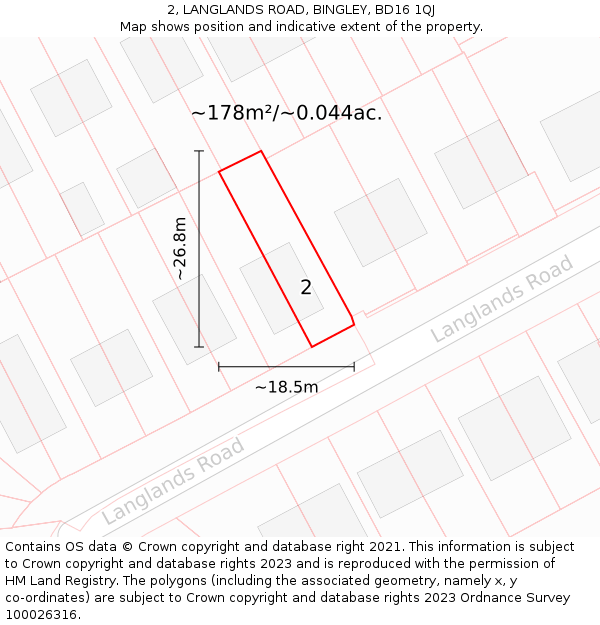 2, LANGLANDS ROAD, BINGLEY, BD16 1QJ: Plot and title map