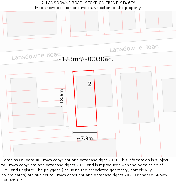 2, LANSDOWNE ROAD, STOKE-ON-TRENT, ST4 6EY: Plot and title map
