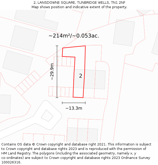 2, LANSDOWNE SQUARE, TUNBRIDGE WELLS, TN1 2NF: Plot and title map