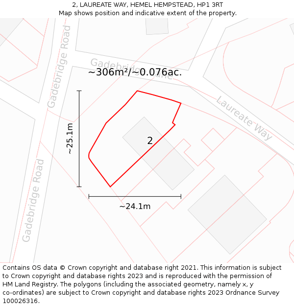 2, LAUREATE WAY, HEMEL HEMPSTEAD, HP1 3RT: Plot and title map