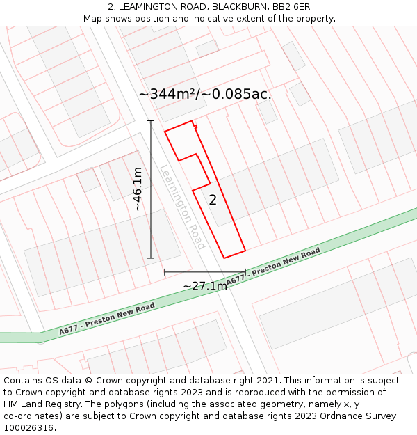 2, LEAMINGTON ROAD, BLACKBURN, BB2 6ER: Plot and title map