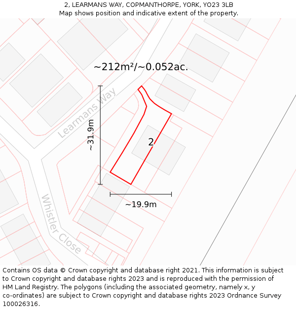 2, LEARMANS WAY, COPMANTHORPE, YORK, YO23 3LB: Plot and title map
