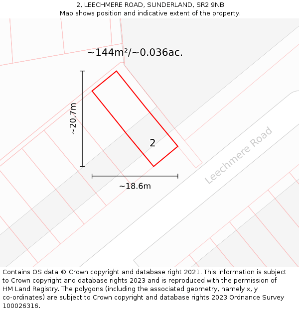 2, LEECHMERE ROAD, SUNDERLAND, SR2 9NB: Plot and title map
