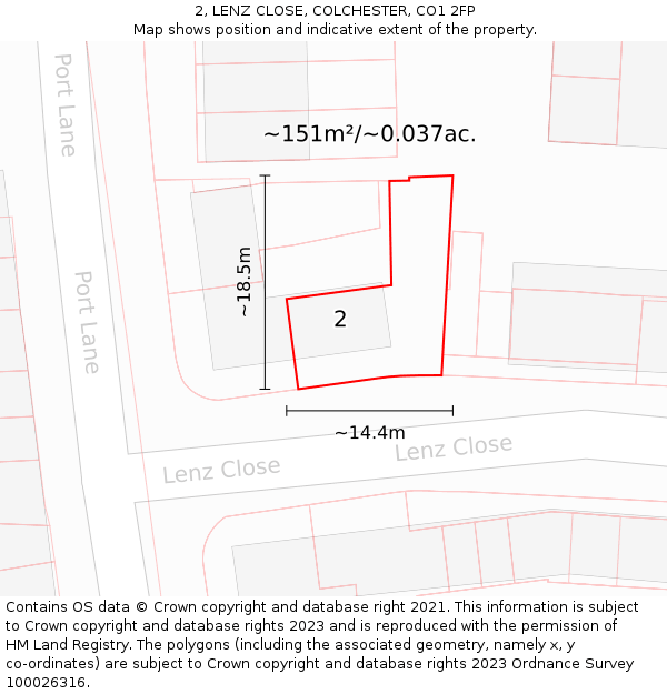 2, LENZ CLOSE, COLCHESTER, CO1 2FP: Plot and title map
