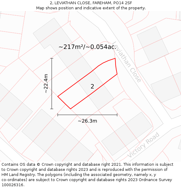 2, LEVIATHAN CLOSE, FAREHAM, PO14 2SF: Plot and title map