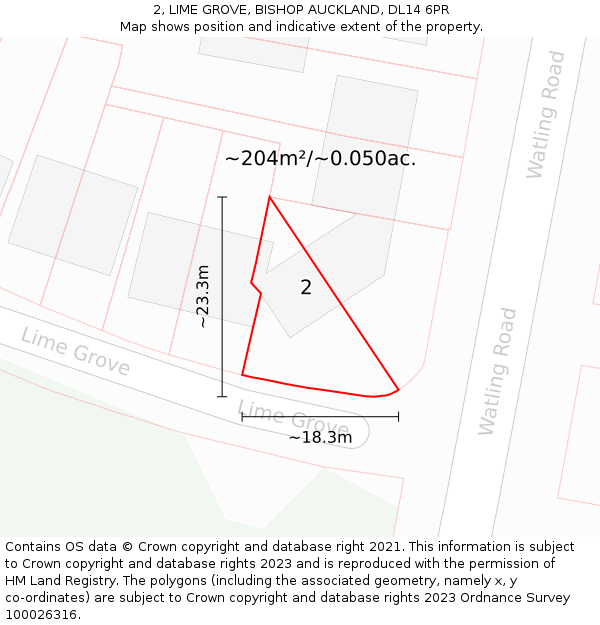2, LIME GROVE, BISHOP AUCKLAND, DL14 6PR: Plot and title map