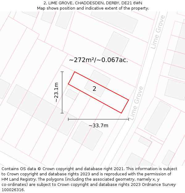 2, LIME GROVE, CHADDESDEN, DERBY, DE21 6WN: Plot and title map
