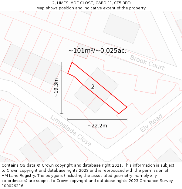 2, LIMESLADE CLOSE, CARDIFF, CF5 3BD: Plot and title map
