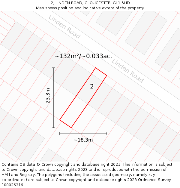 2, LINDEN ROAD, GLOUCESTER, GL1 5HD: Plot and title map