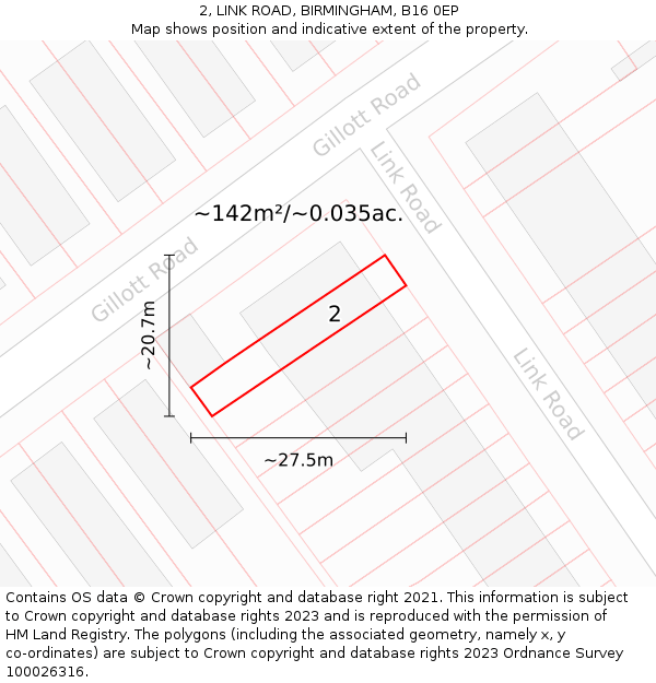 2, LINK ROAD, BIRMINGHAM, B16 0EP: Plot and title map