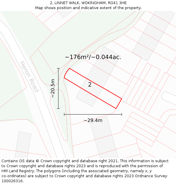 2, LINNET WALK, WOKINGHAM, RG41 3HE: Plot and title map