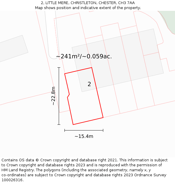2, LITTLE MERE, CHRISTLETON, CHESTER, CH3 7AA: Plot and title map
