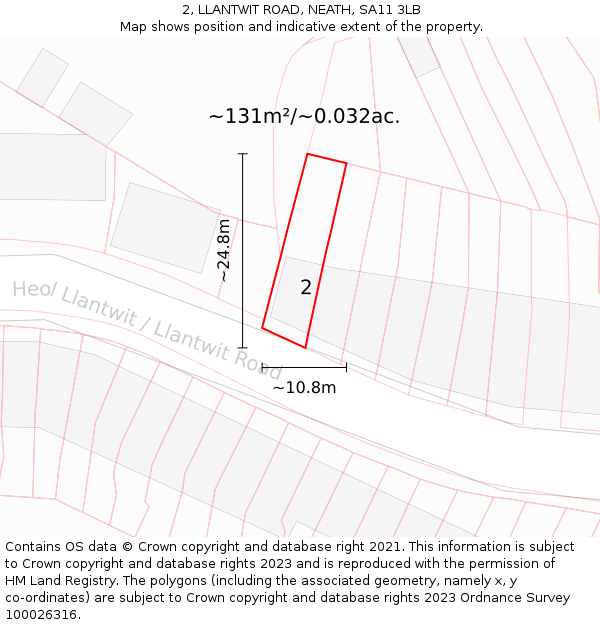 2, LLANTWIT ROAD, NEATH, SA11 3LB: Plot and title map