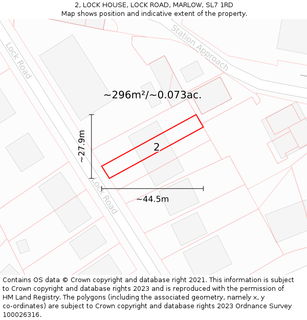 2, LOCK HOUSE, LOCK ROAD, MARLOW, SL7 1RD: Plot and title map