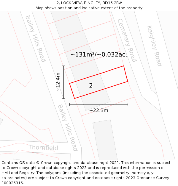 2, LOCK VIEW, BINGLEY, BD16 2RW: Plot and title map