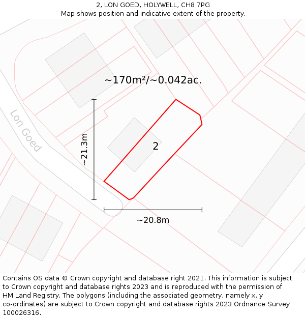 2, LON GOED, HOLYWELL, CH8 7PG: Plot and title map