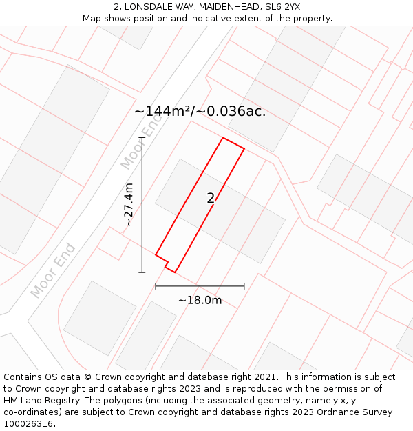 2, LONSDALE WAY, MAIDENHEAD, SL6 2YX: Plot and title map