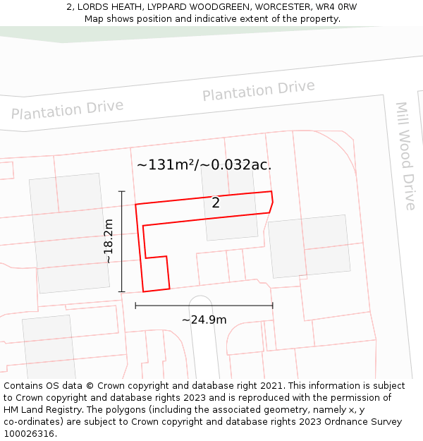2, LORDS HEATH, LYPPARD WOODGREEN, WORCESTER, WR4 0RW: Plot and title map
