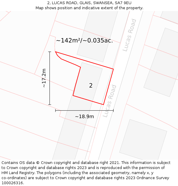 2, LUCAS ROAD, GLAIS, SWANSEA, SA7 9EU: Plot and title map