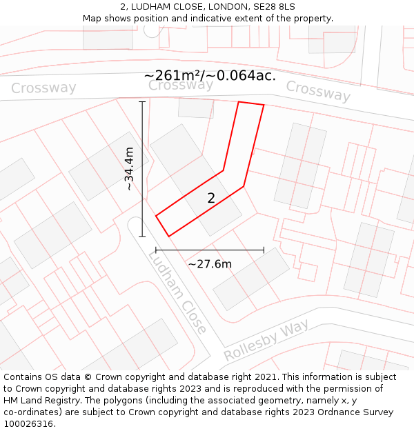 2, LUDHAM CLOSE, LONDON, SE28 8LS: Plot and title map