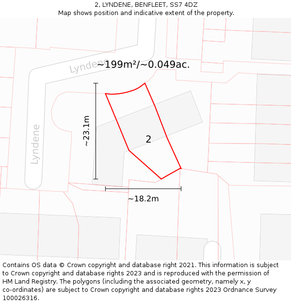 2, LYNDENE, BENFLEET, SS7 4DZ: Plot and title map