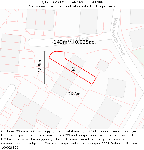 2, LYTHAM CLOSE, LANCASTER, LA1 3RN: Plot and title map