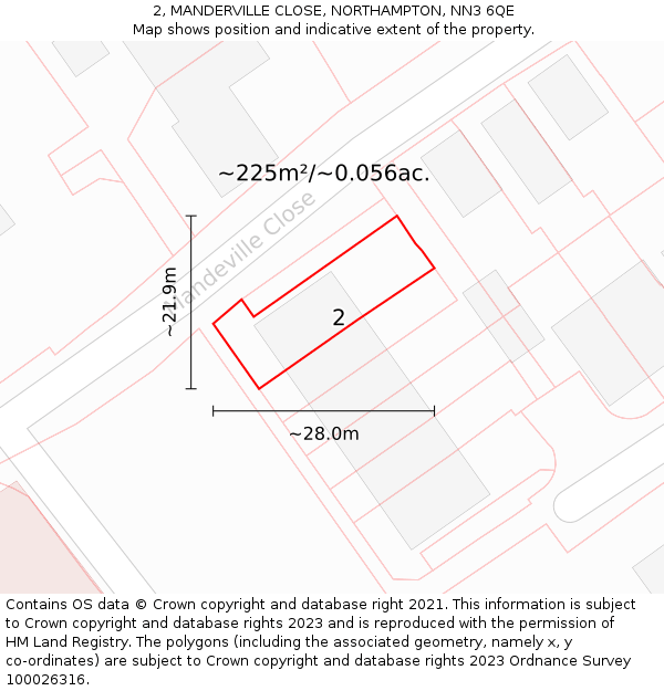 2, MANDERVILLE CLOSE, NORTHAMPTON, NN3 6QE: Plot and title map