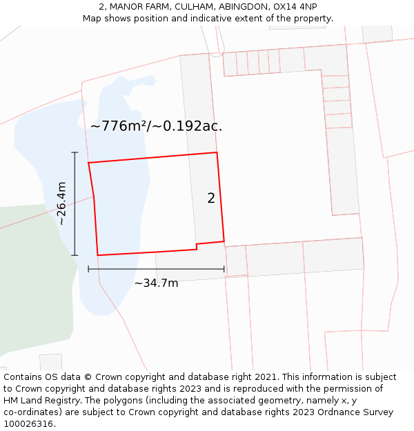2, MANOR FARM, CULHAM, ABINGDON, OX14 4NP: Plot and title map