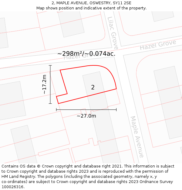 2, MAPLE AVENUE, OSWESTRY, SY11 2SE: Plot and title map
