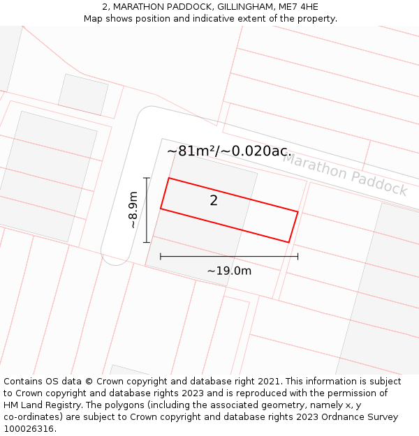 2, MARATHON PADDOCK, GILLINGHAM, ME7 4HE: Plot and title map