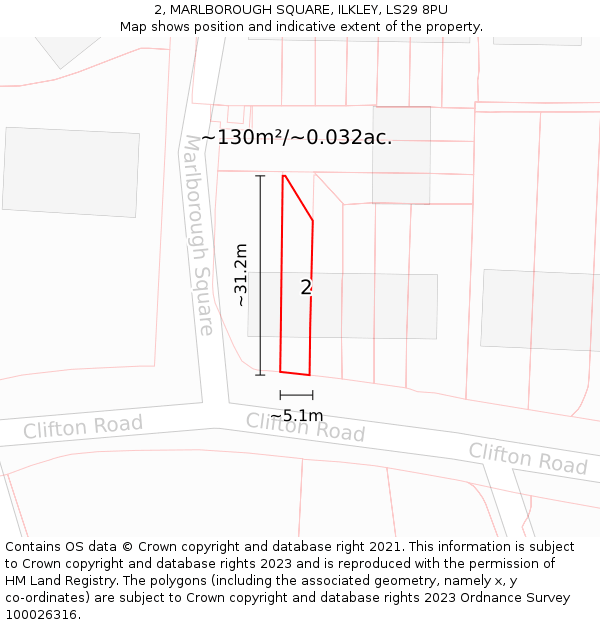 2, MARLBOROUGH SQUARE, ILKLEY, LS29 8PU: Plot and title map