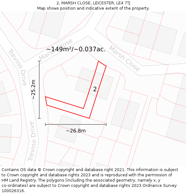 2, MARSH CLOSE, LEICESTER, LE4 7TJ: Plot and title map