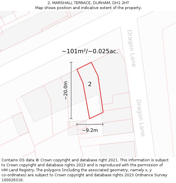 2, MARSHALL TERRACE, DURHAM, DH1 2HT: Plot and title map