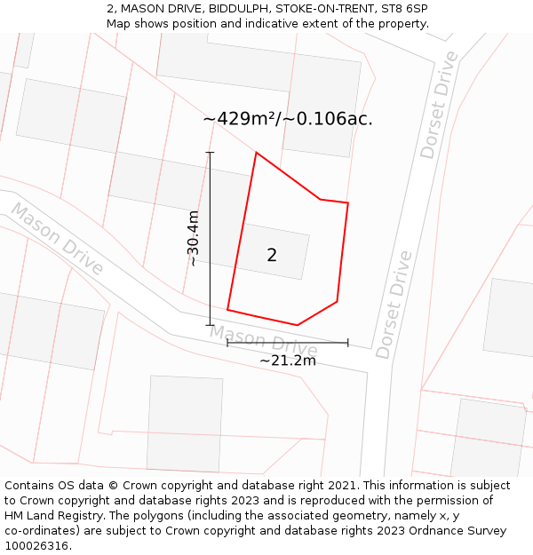 2, MASON DRIVE, BIDDULPH, STOKE-ON-TRENT, ST8 6SP: Plot and title map