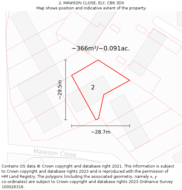 2, MAWSON CLOSE, ELY, CB6 3DX: Plot and title map