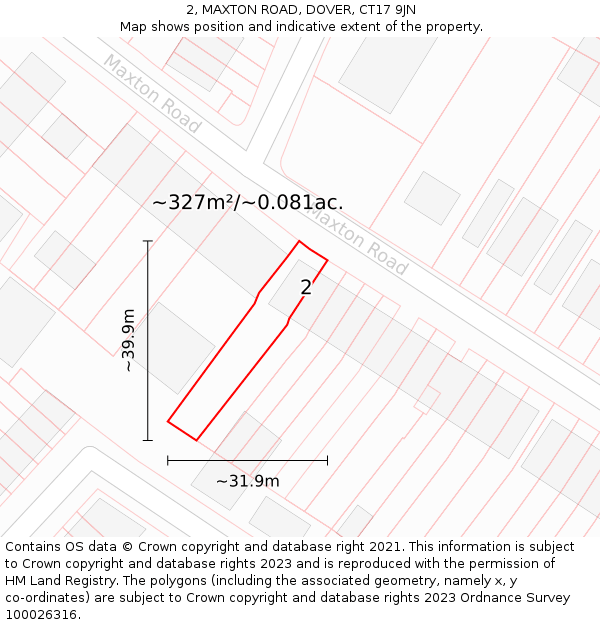 2, MAXTON ROAD, DOVER, CT17 9JN: Plot and title map