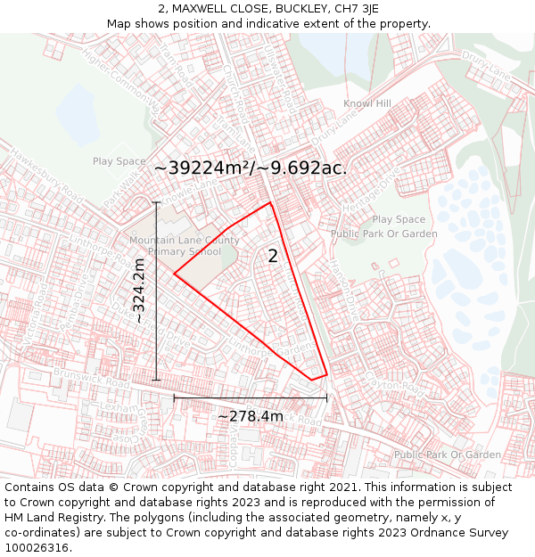 2, MAXWELL CLOSE, BUCKLEY, CH7 3JE: Plot and title map