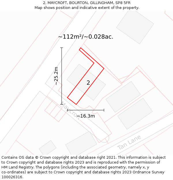2, MAYCROFT, BOURTON, GILLINGHAM, SP8 5FR: Plot and title map