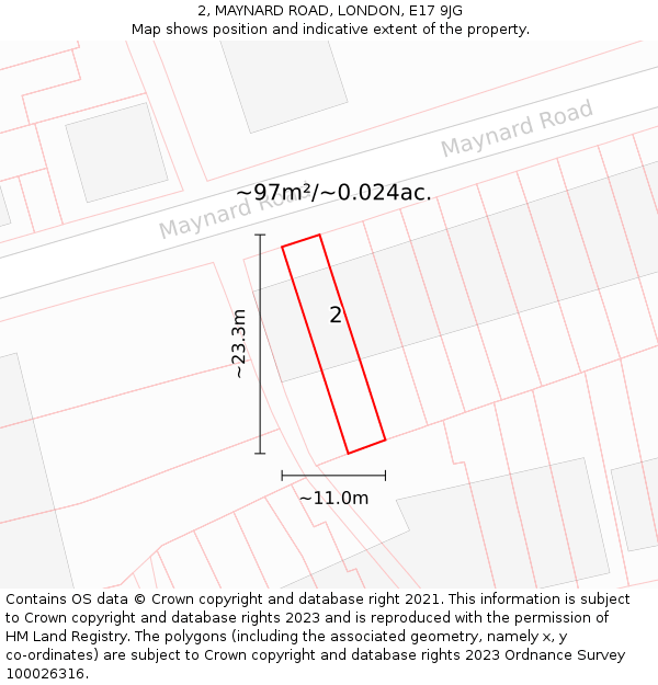 2, MAYNARD ROAD, LONDON, E17 9JG: Plot and title map