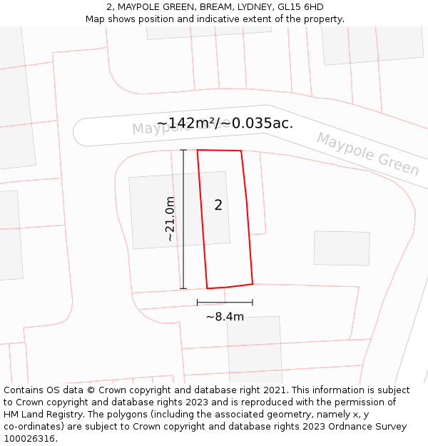 2, MAYPOLE GREEN, BREAM, LYDNEY, GL15 6HD: Plot and title map
