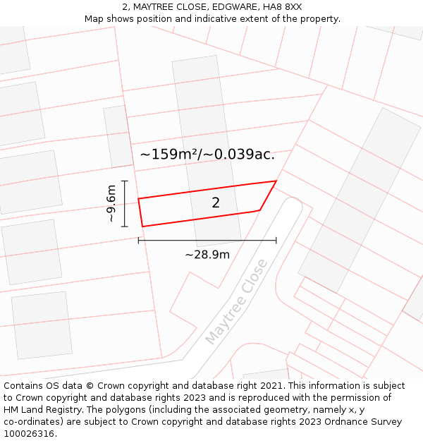 2, MAYTREE CLOSE, EDGWARE, HA8 8XX: Plot and title map