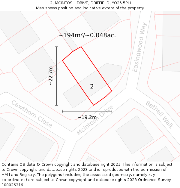 2, MCINTOSH DRIVE, DRIFFIELD, YO25 5PH: Plot and title map