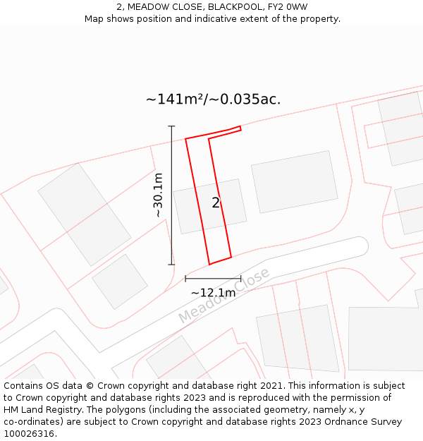 2, MEADOW CLOSE, BLACKPOOL, FY2 0WW: Plot and title map