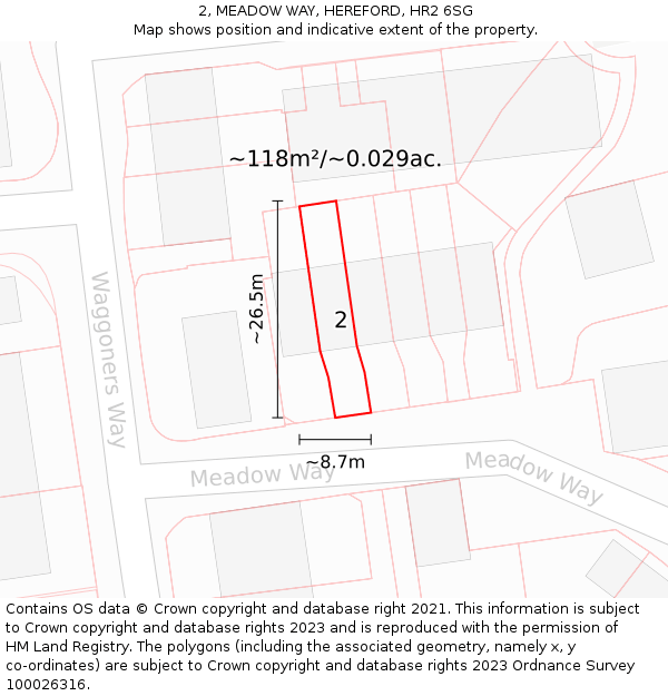 2, MEADOW WAY, HEREFORD, HR2 6SG: Plot and title map