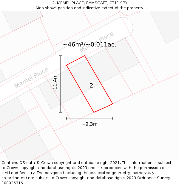 2, MEMEL PLACE, RAMSGATE, CT11 9BY: Plot and title map