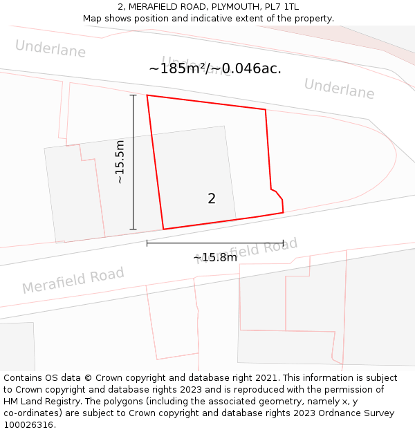 2, MERAFIELD ROAD, PLYMOUTH, PL7 1TL: Plot and title map