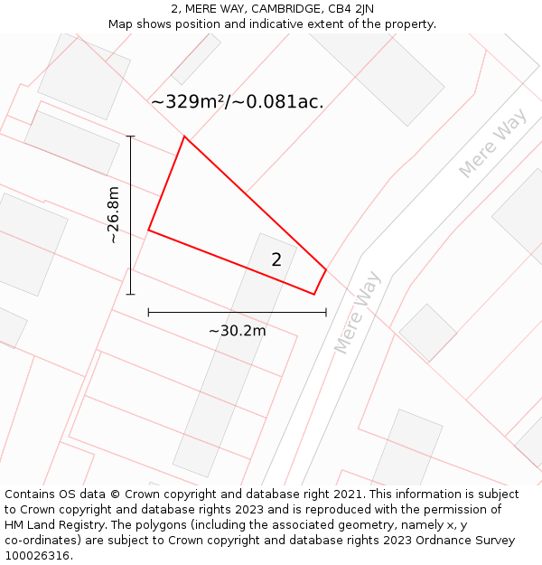 2, MERE WAY, CAMBRIDGE, CB4 2JN: Plot and title map