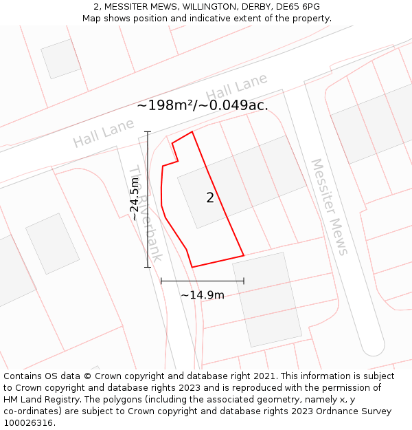 2, MESSITER MEWS, WILLINGTON, DERBY, DE65 6PG: Plot and title map
